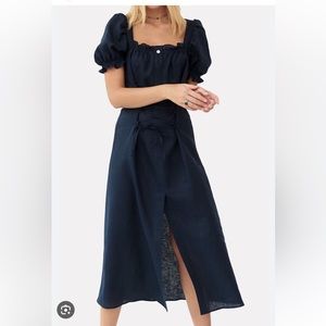 Sleeper Navy Marquise linen dress